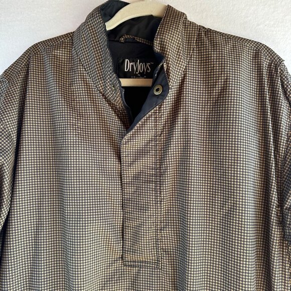 DryJoys by FootJoy Windbreaker Mens Large Brown Houndstooth Pullover Golf Jacket - Picture 3 of 12